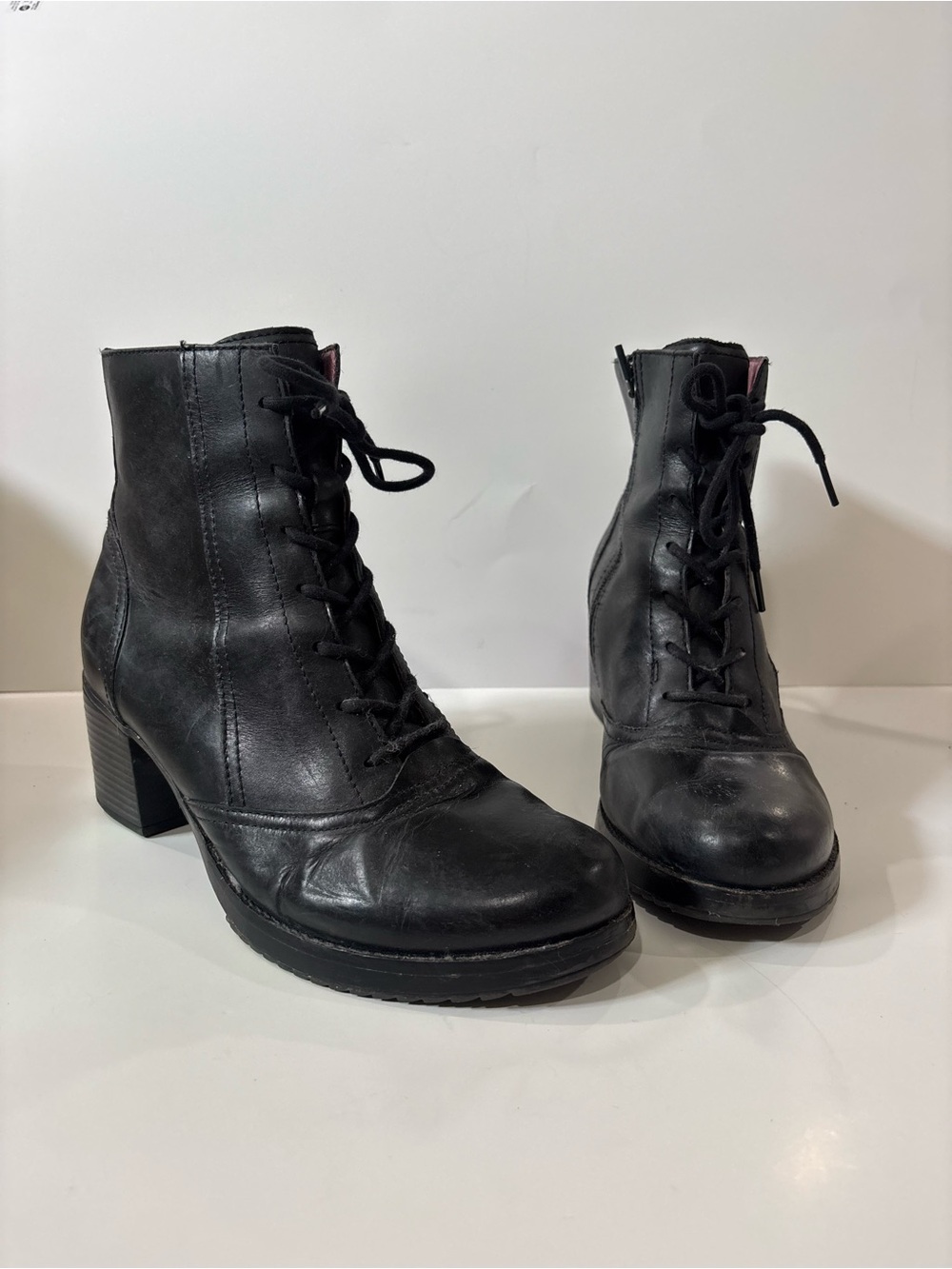 Dansko Black Lace-Up Heeled Ankle Boots